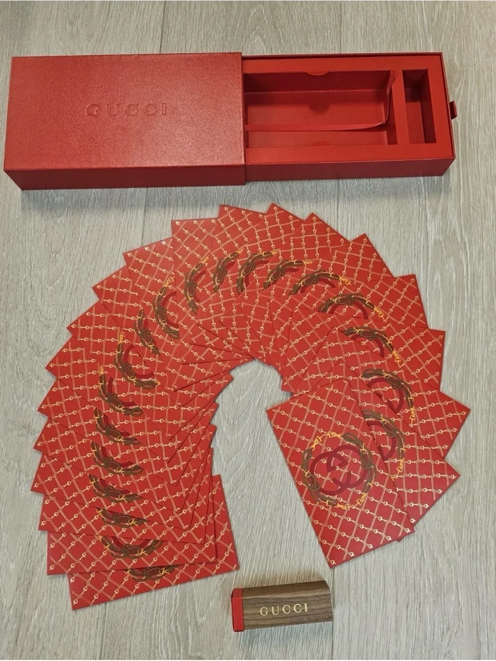 Gucci Red and Gold Luxury Home Office Stationery Box
